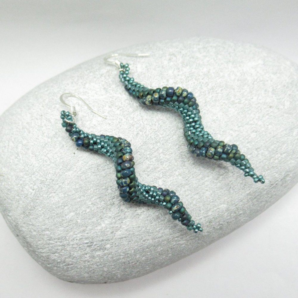 Handstitched twist earrings